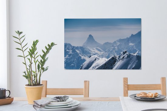 Tableau sur toile Vue sur les montagnes suisses - 90x60 cm - Décoration murale