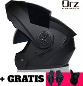 Orz - Motor Scooter Helm - Systeem Helm + Gratis Handschoenen & Mondmasker - Maat M
