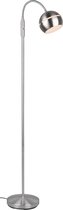 LED Vloerlamp - Iona Flatina - E14 Fitting - Flexibele Arm - Rond - Mat Nikkel - Aluminium