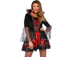 Deadly Dark Vampire Dress Volwassenen Vrouwen Zwart / Rood Halloween en Horror Maat M