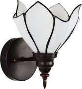 LumiLamp Wandlamp Tiffany 23x17x19 cm Wit Bruin Glas Metaal Muurlamp