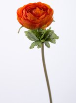 Kunstbloem - Ranunculus - topkwaliteit decoratie - 2 stuks - zijden bloem - Oranje - 30 cm hoog