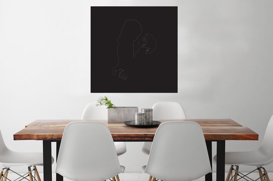 Illustration en couple amoureux sur fond noir Poster papier 75x75 cm - Tirage photo sur Poster (décoration murale salon / chambre)