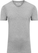 Garage 202 - Bodyfit T-shirt V-hals korte mouw grijs melange M 80% katoen 15% viscose 5% elastan