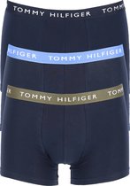 Tommy Hilfiger trunks (3-pack) heren boxers normale lengte - blauw met gekleurde tailleband -  Maat: XL