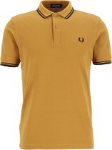Fred Perry M3600 polo twin tipped shirt - heren polo - Dark Caramel / Black / Black -  Maat: S