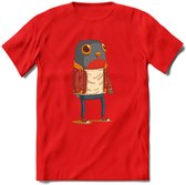 Casual vogel quote T-Shirt Grappig | Dieren vogels Kleding Kado Heren / Dames | Animal Skateboard Cadeau shirt - Rood - XL