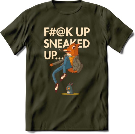 Casual vos quote T-Shirt Grappig | Dieren honden Kleding Kado Heren / Dames | Animal Skateboard Cadeau shirt - Leger Groen - XL