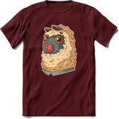 Casual lama T-Shirt Grappig | Dieren alpaca Kleding Kado Heren / Dames | Animal Skateboard Cadeau shirt - Burgundy - XXL