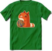Kat en draad T-Shirt Grappig | Dieren katten Kleding Kado Heren / Dames | Animal Skateboard Cadeau shirt - Donker Groen - XXL