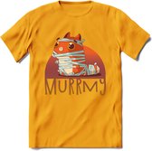 Kat murrmy T-Shirt Grappig | Dieren katten halloween Kleding Kado Heren / Dames | Animal Skateboard Cadeau shirt - Geel - L