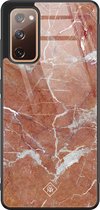 Casimoda® hoesje - Geschikt voor Samsung Galaxy S20 FE - Marble Sunkissed - Luxe Hard Case Zwart - Backcover telefoonhoesje - Rood