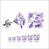 Aramat jewels ® - Vierkante oorbellen zirkonia zweerknopjes lila chirurgisch staal 5mm