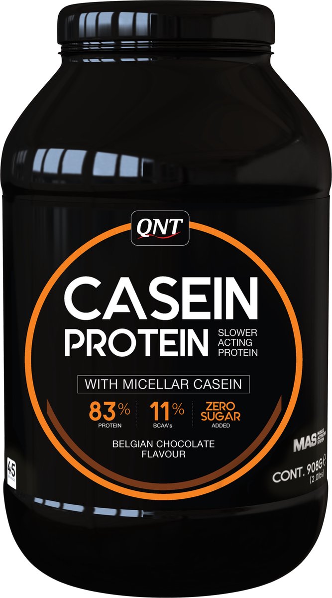 QNT Casein Protein | slow released eiwitshake | 908 gram | chocolade
