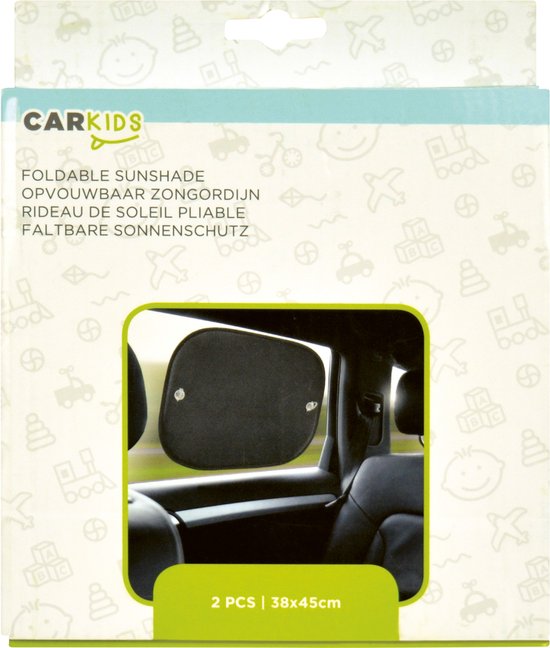 Carkids Popup Zonneschermen – Beschermt tegen hinderlijk zonlicht – Houdt auto koeler - Voor zijramen – Zuignap bevestiging - 2 stuks - 38x45cm — afbeelding 4