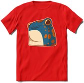 Koele kikker T-Shirt Grappig | Dieren reptielen Kleding Kado Heren / Dames | Animal Skateboard Cadeau shirt - Rood - S