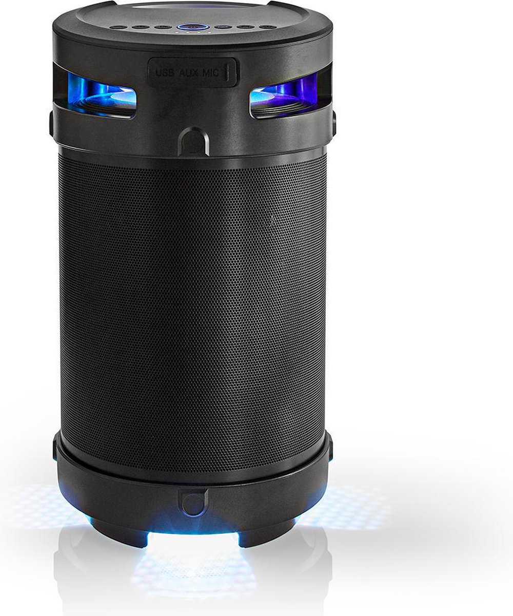 Nedis Bluetooth® Party Boombox | 3.5 hrs | 4.1 | 150 W | Media afspeelmogelijkheden: AUX / USB | IPX5 | Koppelbaar | Handgreep | Feestverlichting | Zilver / Zwart