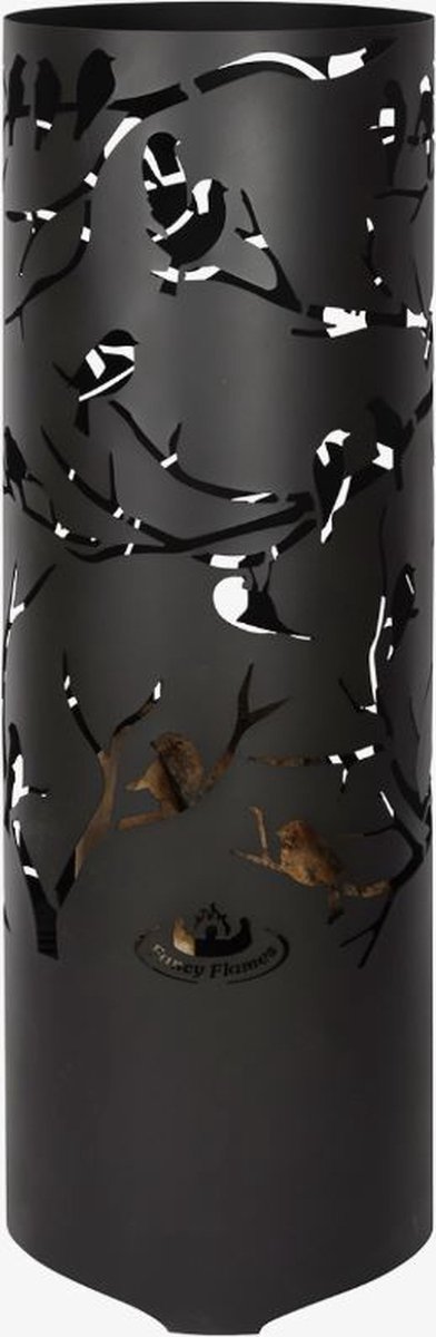 Esschert Design Fire Basket Birds on Twig Black