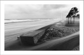 Walljar - Stormy Beach - Zwart wit poster