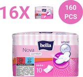 Bella Maandverband Nova Comfort (10 stuks in 1 pak), pak van 16, softiplait, ademend, met vleugels, Hoogwaardige kwaliteit, Voordeelverpakking - 160 stucks
