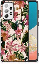 Leuk TPU Back Case Geschikt voor Samsung Galaxy A73 Telefoon Hoesje met Zwarte rand Bloemen