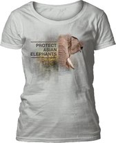 Ladies T-shirt Protect Asian Elephant Grey L