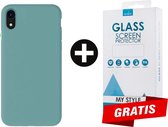 Siliconen Backcover Hoesje iPhone XR Groen - Gratis Screen Protector - Telefoonhoesje - Smartphonehoesje