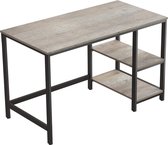 VASAGLE Bureau, computertafel, pc-tafel, bureautafel, met 2 legplanken rechts of links, 120 x 60 x 75 cm, voor kantoor, woonkamer, stalen frame, industrieel ontwerp, grijs-zwart LW