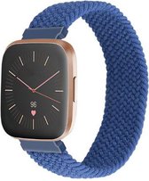 Bandje Voor Fitbit Versa Nylon Gevlochten Solo Band - Atlantische Blauw - Maat: XL - Horlogebandje, Armband
