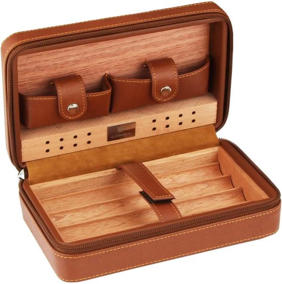 Boîte à cigares Portable, étui à cigares de voyage, en cuir de cèdre, bois,  humidificateur avec