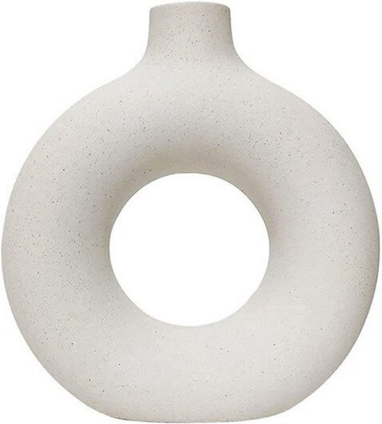 Zizza NL® Donut Vase Hollow - Vase Céramique - Vase Nordique - Wit taille S  | bol.com