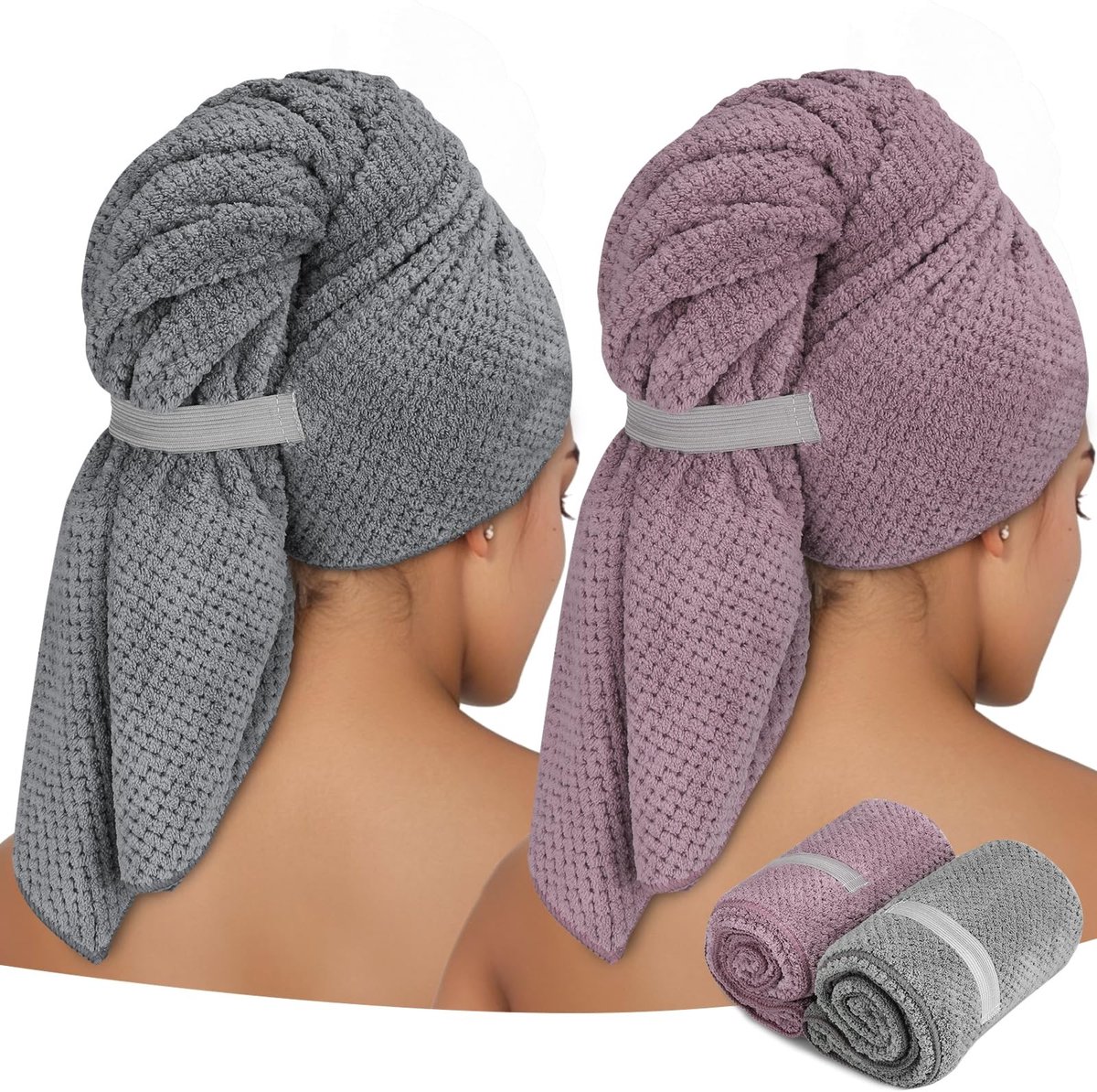 LAUZY - Microvezel Haarhanddoek - Sneldrogend - Paars - Super Absorberend - Handdoek voor Lang Haar - Ideaal voor Vrouwen en Meisjes