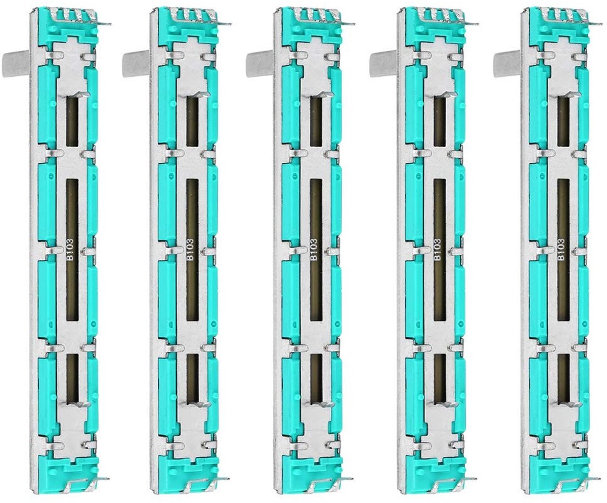 LAUZY - 5 Stuks B10K Dubbelkanaals Schuifpotentiometer voor Meerdere Toepassingen