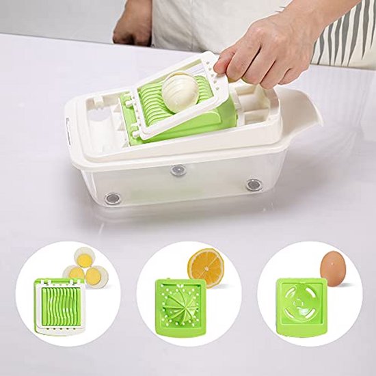 Multifunctionele Keukenmachine - Groentesnijder Mandoline - Maaltijd Voorbereiding - 19-in-1 Wisselbare Messen - 13 Liter Capaciteit - Groen Wit — afbeelding 5