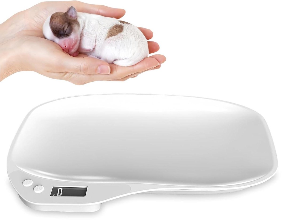 Digitale Huisdierweegschaal - Kleine Dier Weegschaal - Gezondheid Monitoren - Hoge Nauwkeurigheid - Tot 15 kg - Wit