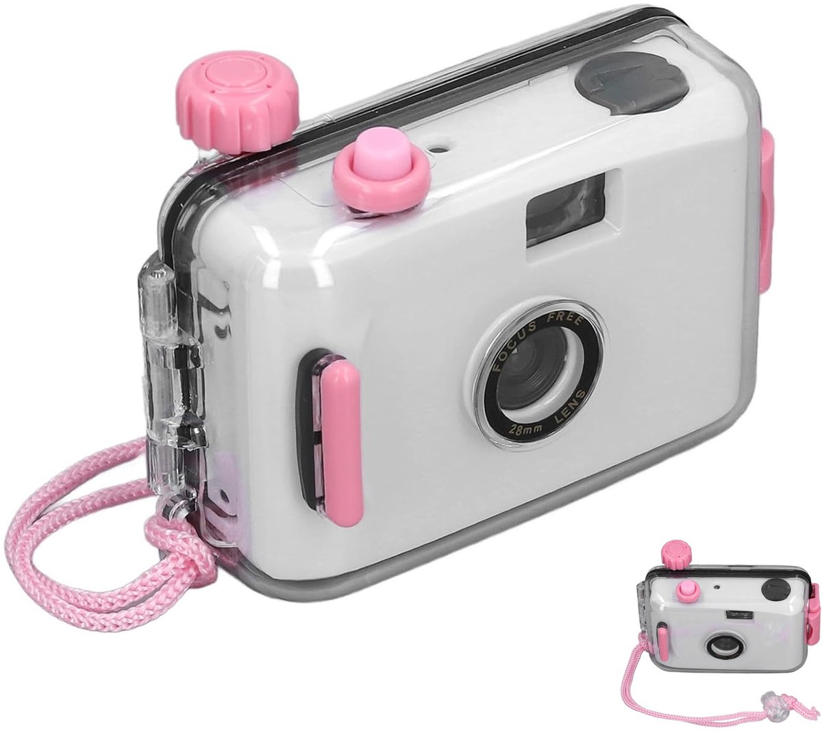 carmdering - Waterdichte camera - Digitale camera - Filmcamera - IP68 tot 3m, mechanisch, 35mm - Geen batterij, focus 1m tot ∞ - Zonder flitser, ideaal voor buiten - Perfect voor strand, reis - Roze