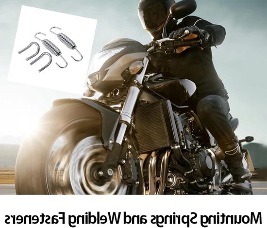 Dailygoods- Uitlaatveer - Roestvrij Staal - 2x Motorfiets Uitlaat - Verstelbare Haak - Schokbestendig - Duurzaam - 65mm Lengte - Uitlaatbeugel van Dailygoods — afbeelding 3
