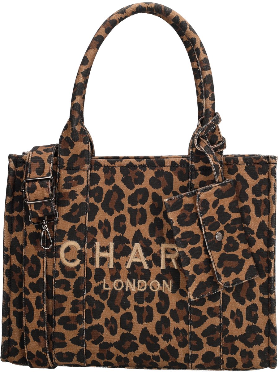 Charm London Bond Avenue Shopper - Nylon Shopper - Print - Schoudertas - Verstelbare Schouderband - Dames Tas - Tote Bag - Dames Tas - Luipaard