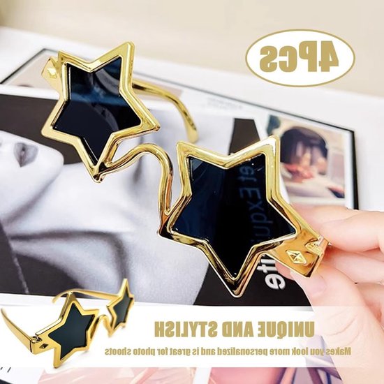4-delige Stervormige Zonnebril Set voor Feestjes en Foto Props - Retro 80s Pentagram Zonnebrillen voor Kinderen en Volwassenen, Perfect voor Creatieve Kostuums en Evenementen — afbeelding 2
