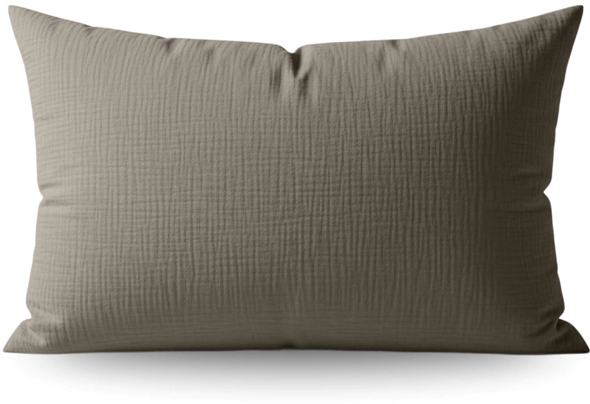 Zelesta Teddy Katoen Mousseline Kussensloop Set van 2 - Taupe 60x70cm