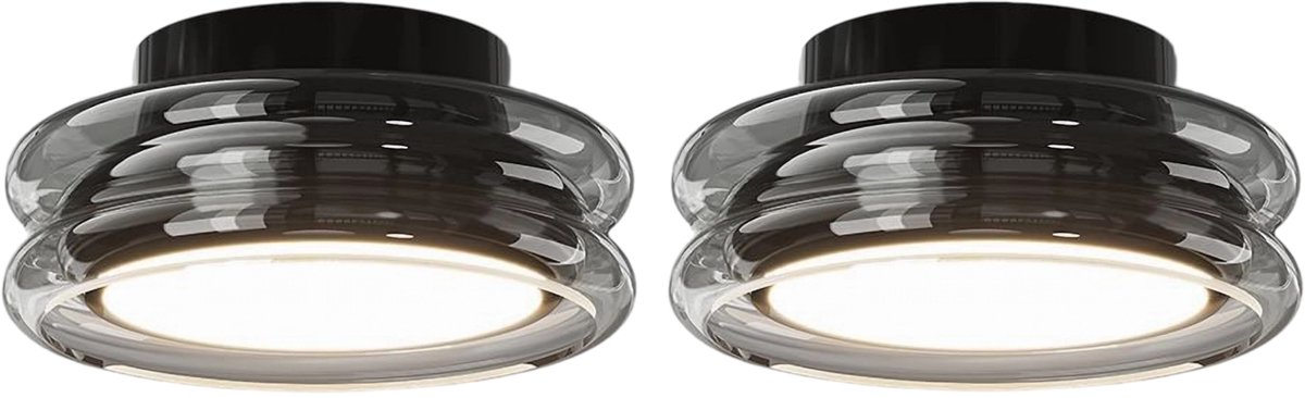 2 Stuks Plafondlamp Moderne Glazen Plafonniere Dimbaar voor Eetkamer Woonkamer Slaapkamer