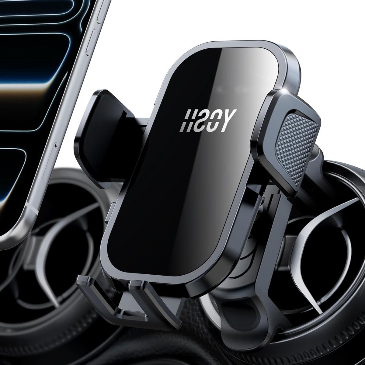 Autotelefoonhouder voor Luchtventilatie, Versterkte Klem voor Smartphone, Compatibel met iPhone en Samsung, Ideaal voor Auto's en Navigatie