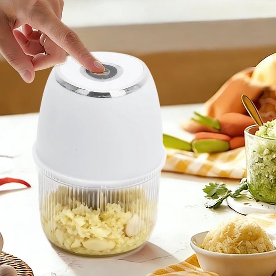 Elektrische Mini Uiensnijder, 350 ml, Multifunctionele Hakker met 6 RVS Messen voor Uien, Groenten, Fruit en Vlees — afbeelding 4