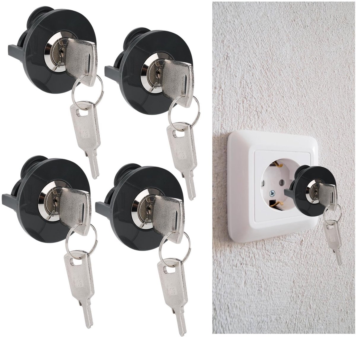 Dailygoods - Set van 4 Elektrische Veiligheidsstopcontacten voor Kinderen