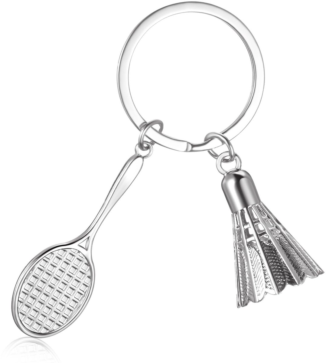 Dailygoods- Gewichtheffen Sleutelhanger Zilveren Sport - Sleutelhanger - Krachttraining - Cadeau - Hoogwaardig Materiaal - Duurzaam - Badmintonsleutelhanger