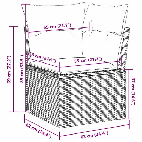 vidaXL - Tuinbank - Set - 8 - st - Beige - Poly - rattan