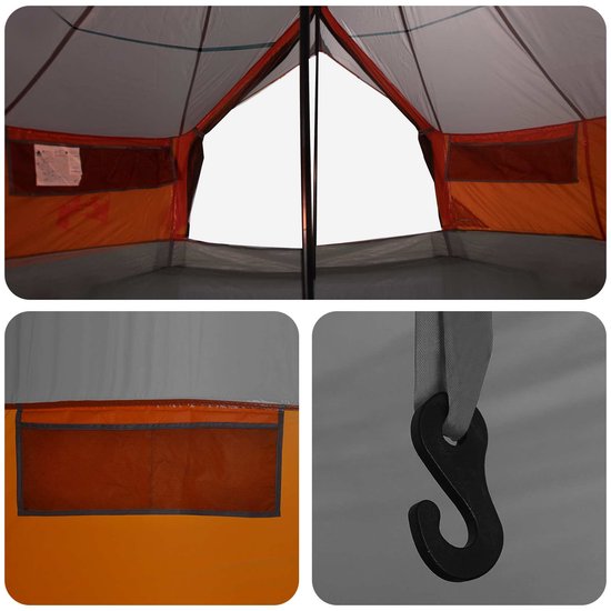 vidaXL - Tipi - Tent - Grijs - en - Oranje - 700 - x - 700 - x - 395 - cm - Polyester - en - Staal van Vidaxl — afbeelding 5