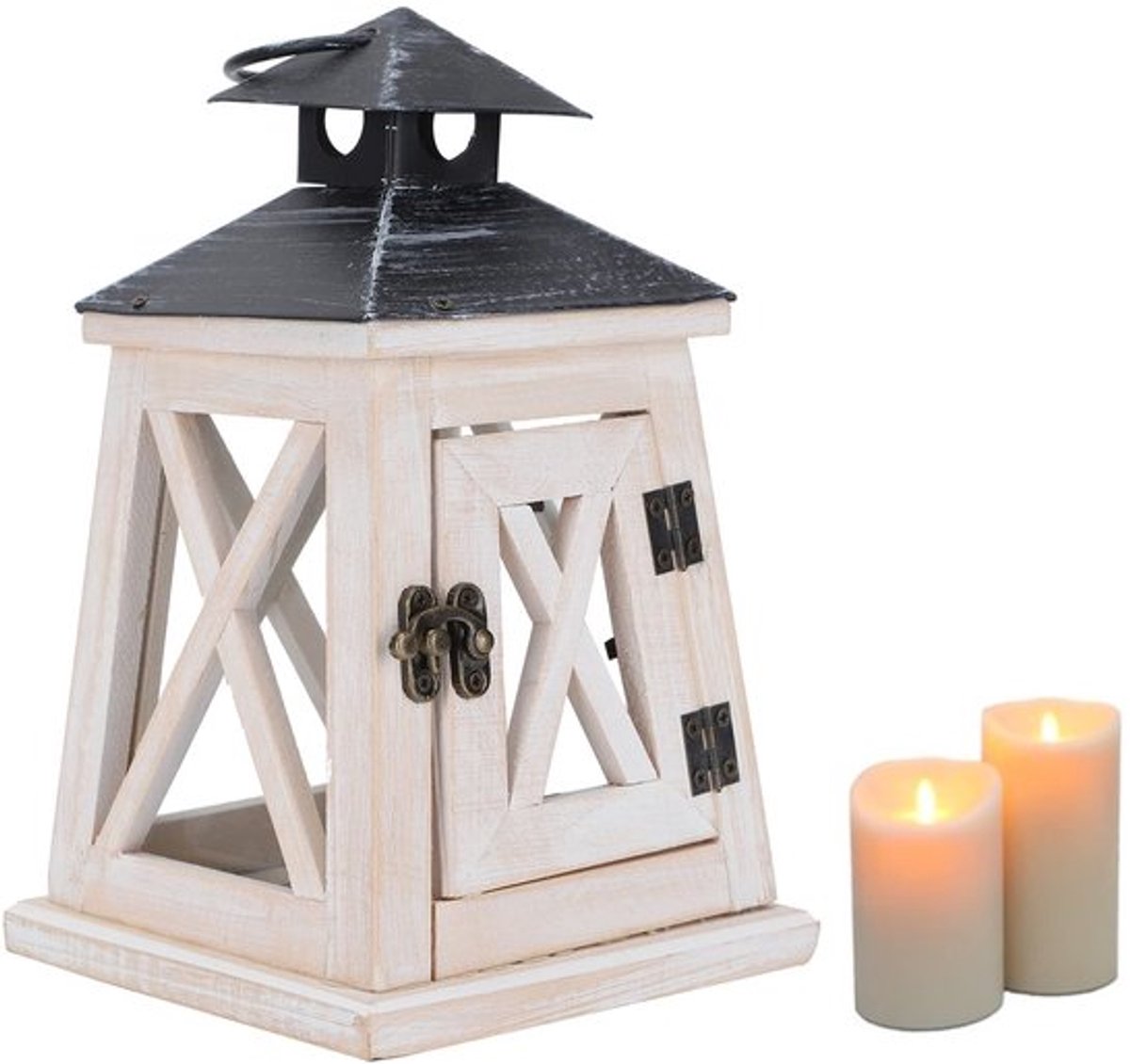 Allecto - Houten Lantaarn Ornament - Vintage Kroonluchter Kaarshouder