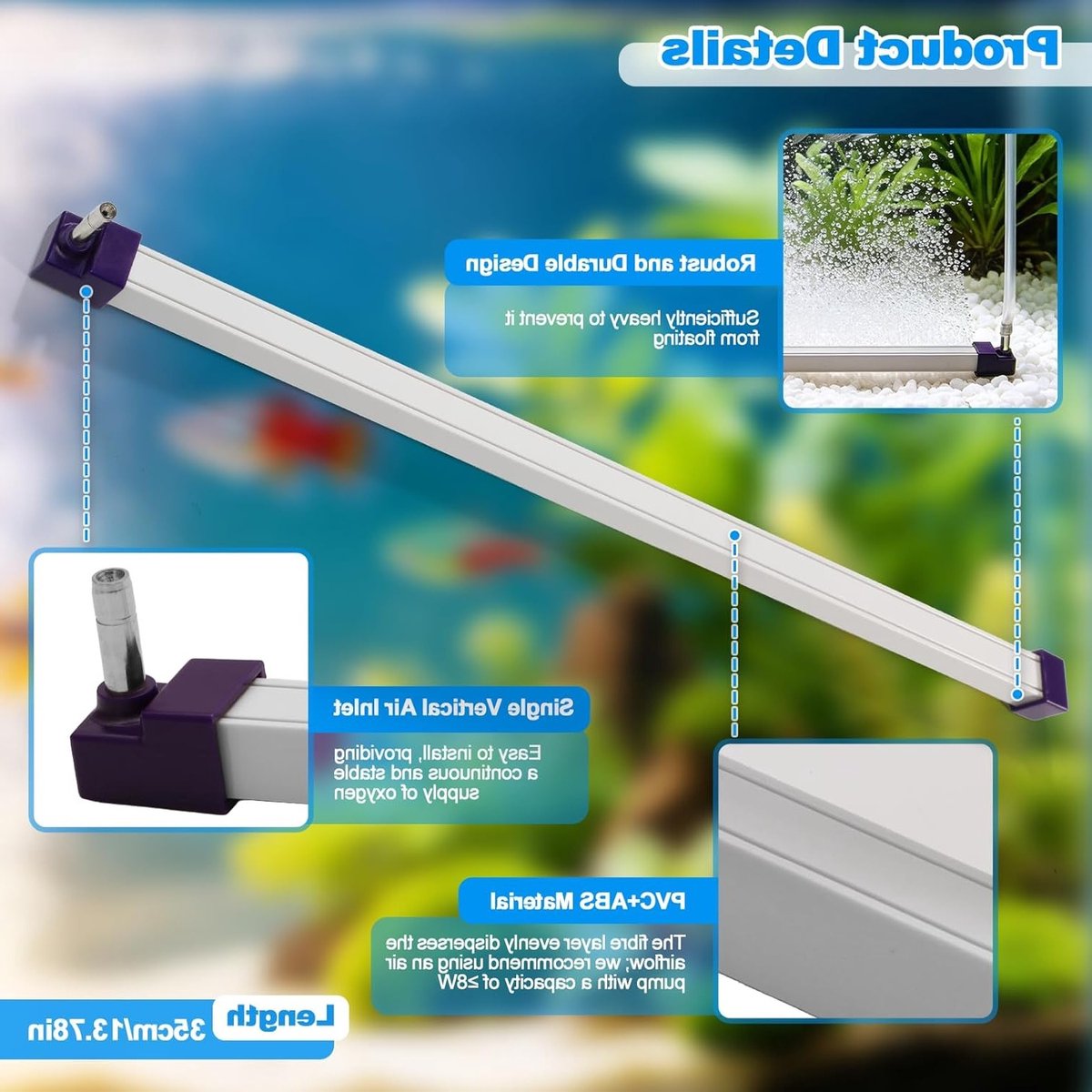 Zuurstofbubbelstrips voor Aquarium met Luchtslang - Ideaal voor Zoet en Zout Water, Bubbler en Luchtpomp