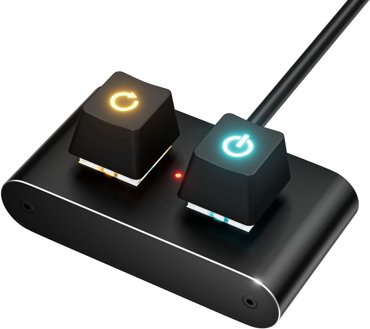 Dailygoods - PC Aan/Uit Knop met 2m Kabel, Bureaubladcomputer Schakelaar